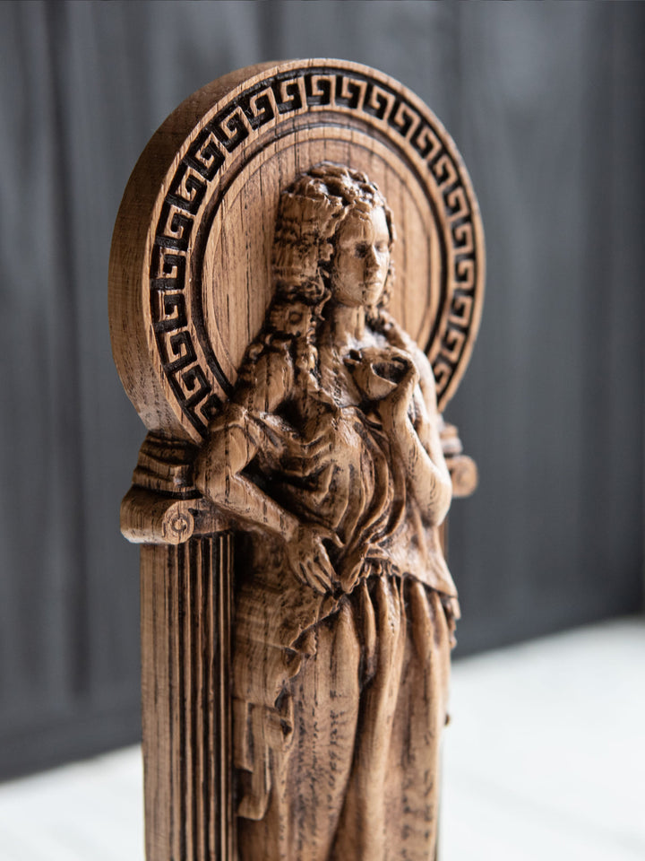 Greek Goddess Persephone statue made from wood