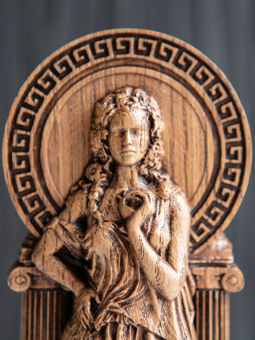 Greek Goddess Persephone statue made from wood