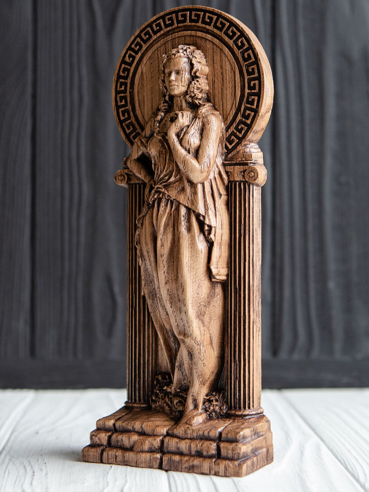 Greek Goddess Persephone statue made from wood