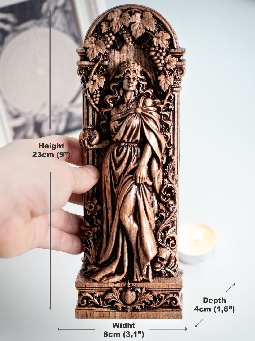 Persephone Goddess Wooden Statue