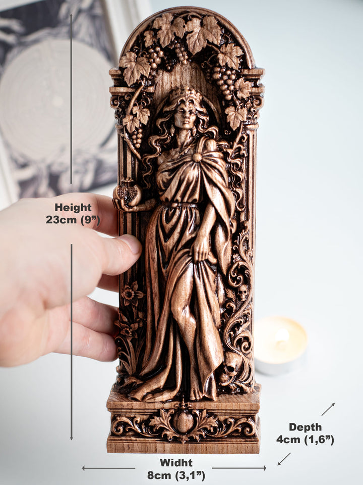 Persephone Goddess Wooden Statue