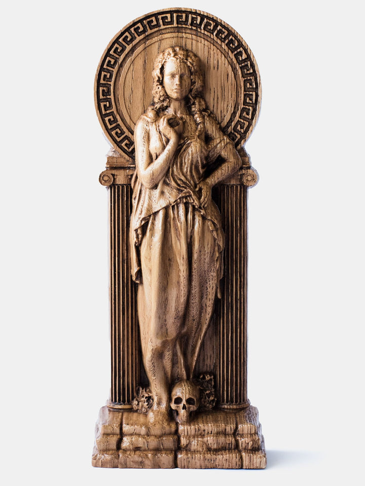 Greek Goddess Persephone statue made from wood