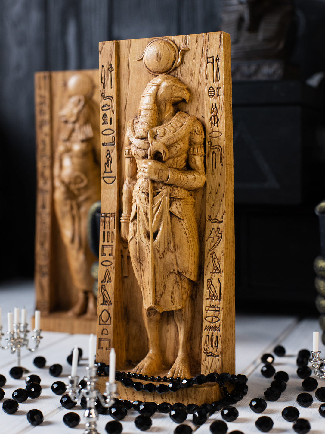 Egyptian God Ra | Wooden statue for Pagan Altar ritual