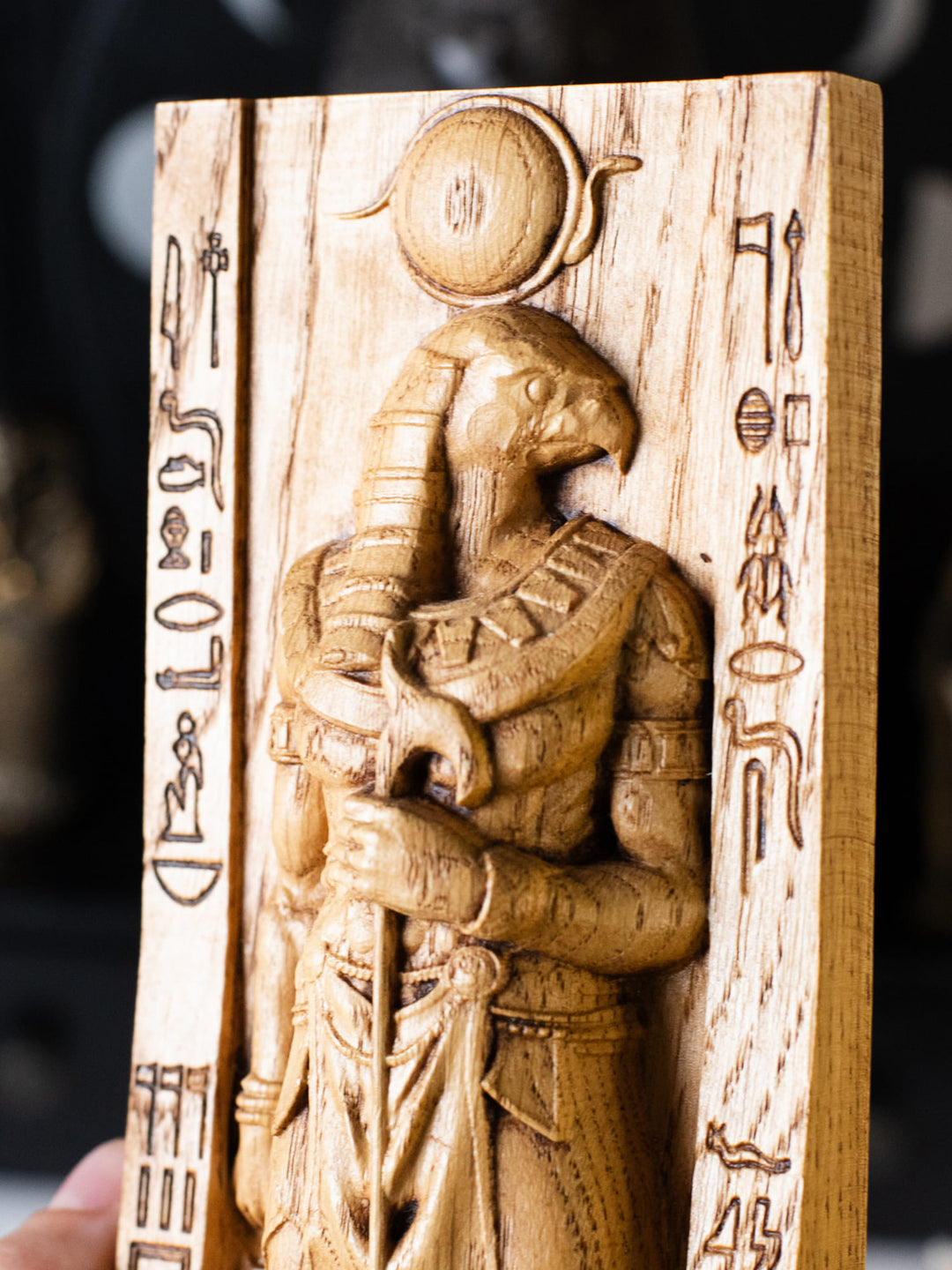 Egyptian God Ra | Wooden statue for Pagan Altar ritual