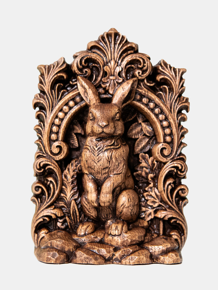 Rabbit Totem Statue – Wooden Rabbit & Hare Spirit Figurine