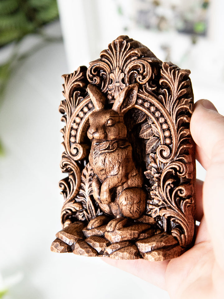 Rabbit Totem Statue – Wooden Rabbit & Hare Spirit Figurine