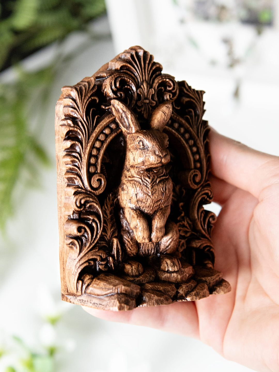 Rabbit Totem Statue – Wooden Rabbit & Hare Spirit Figurine