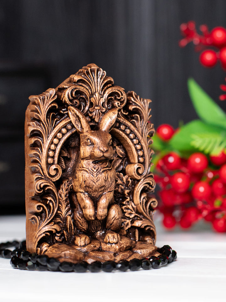 Rabbit Totem Statue – Wooden Rabbit & Hare Spirit Figurine