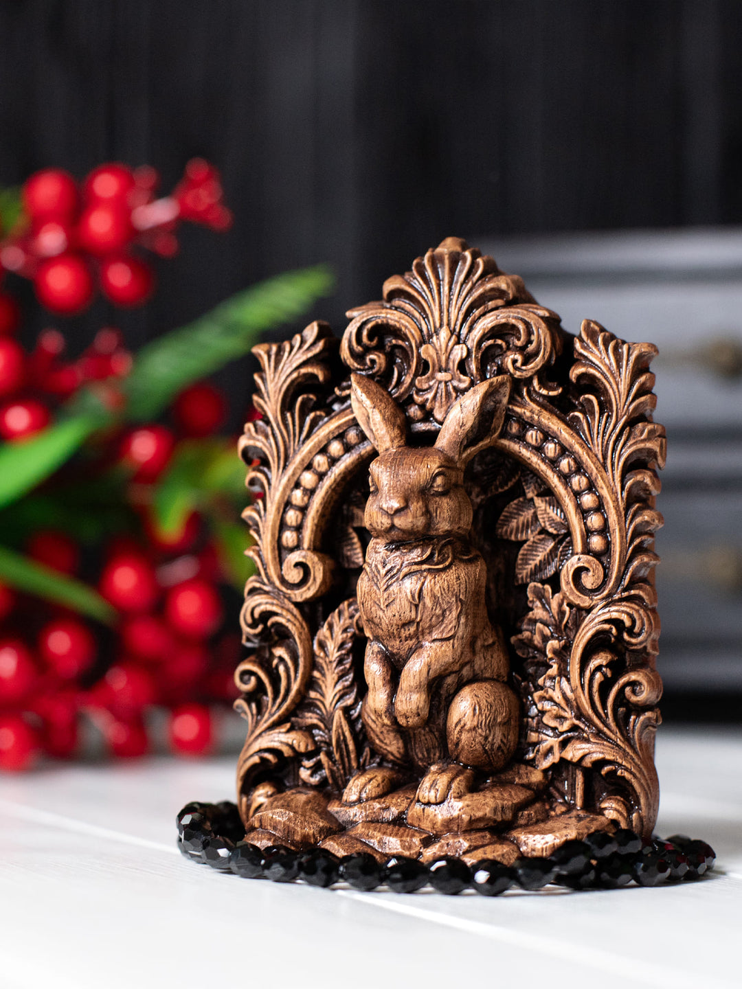 Rabbit Totem Statue – Wooden Rabbit & Hare Spirit Figurine