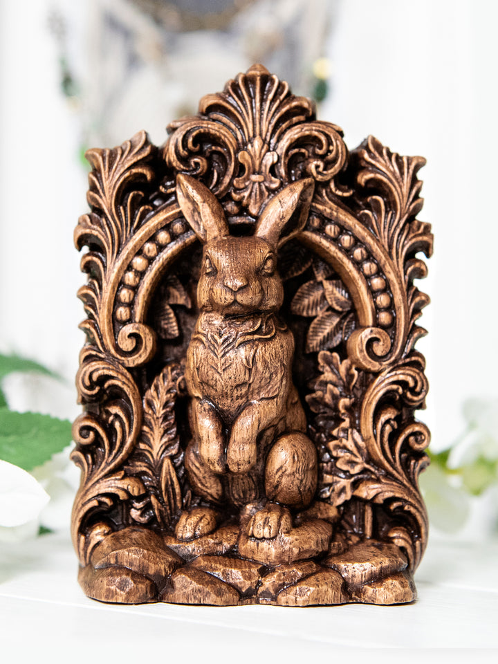 Rabbit Totem Statue – Wooden Rabbit & Hare Spirit Figurine