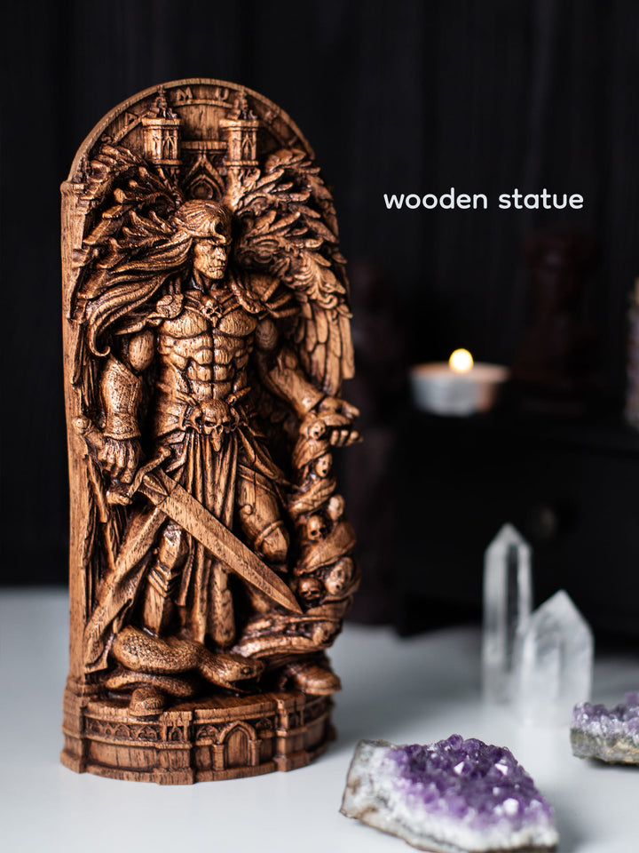 Samael Fallen Angel Wooden Statue