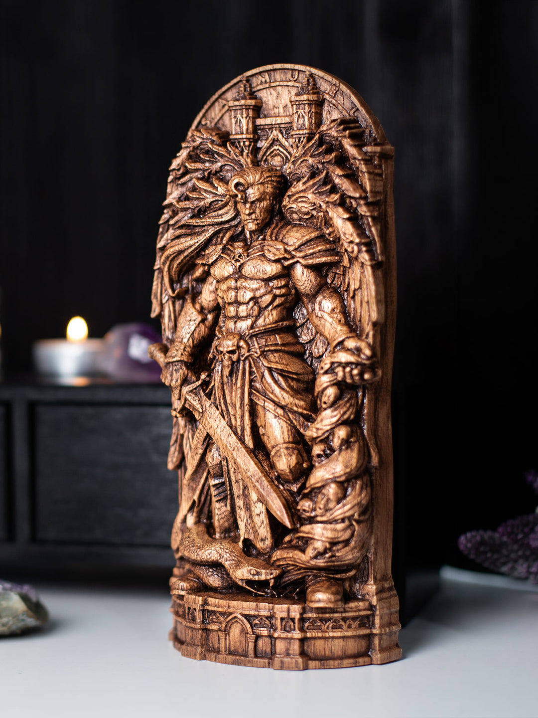 Samael Fallen Angel Wooden Statue