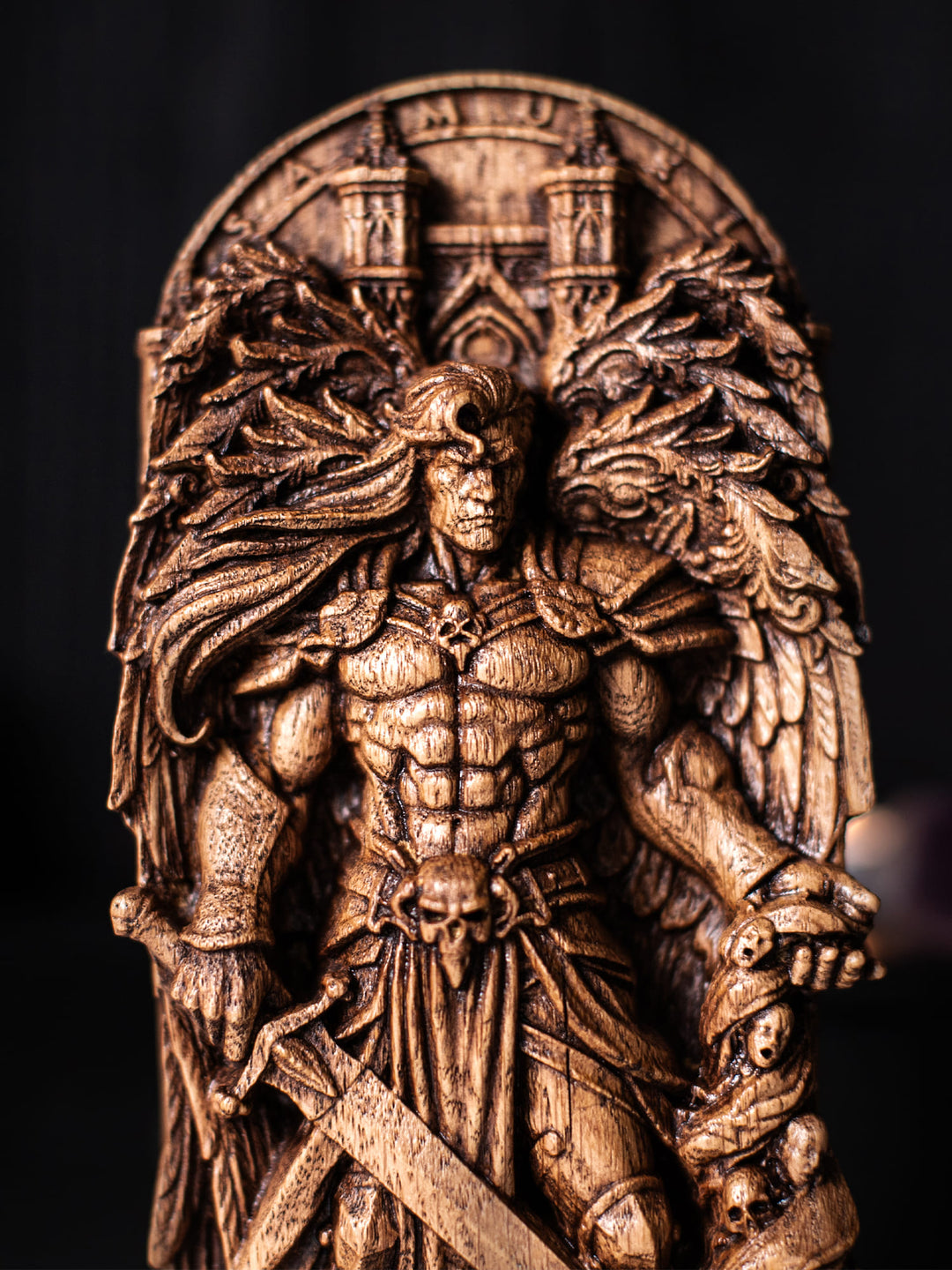 Samael Fallen Angel Wooden Statue