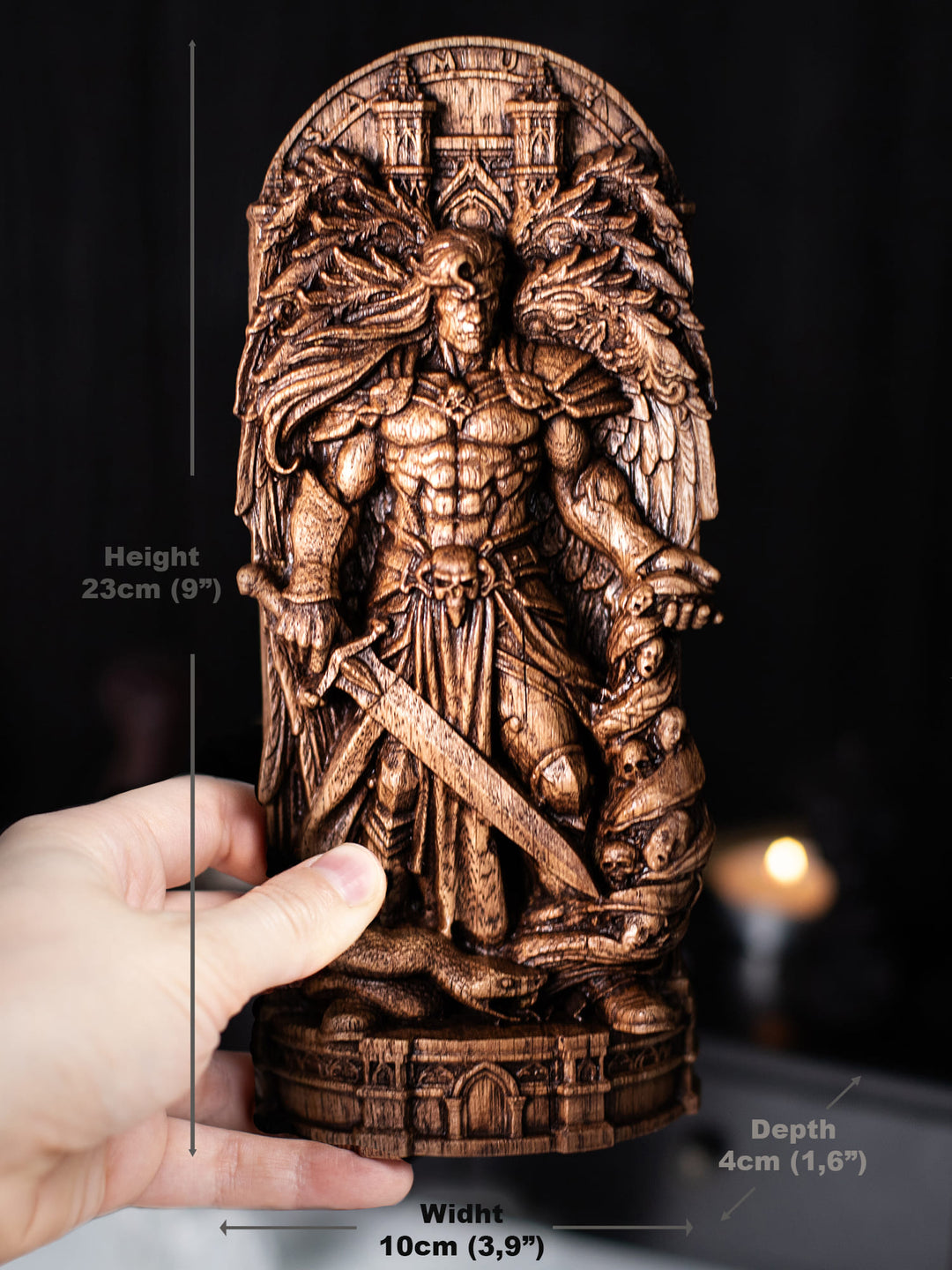 Samael Fallen Angel Wooden Statue