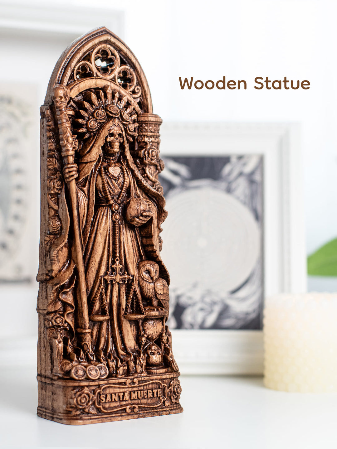 Santa Muerte Altar Wooden Statue