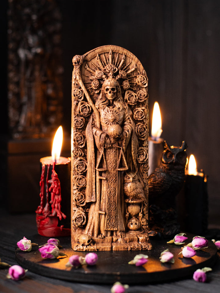 Santa Muerte Goddess - Holy Death with Scythe and Scales
