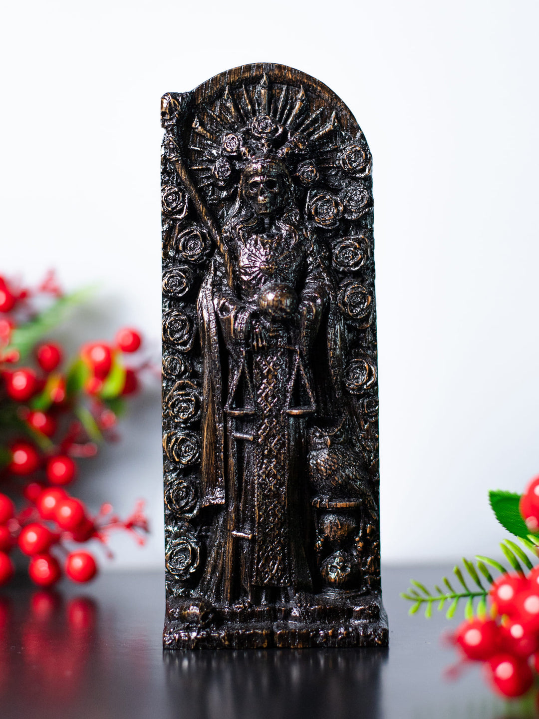 Santa Muerte Goddess - Holy Death with Scythe and Scales