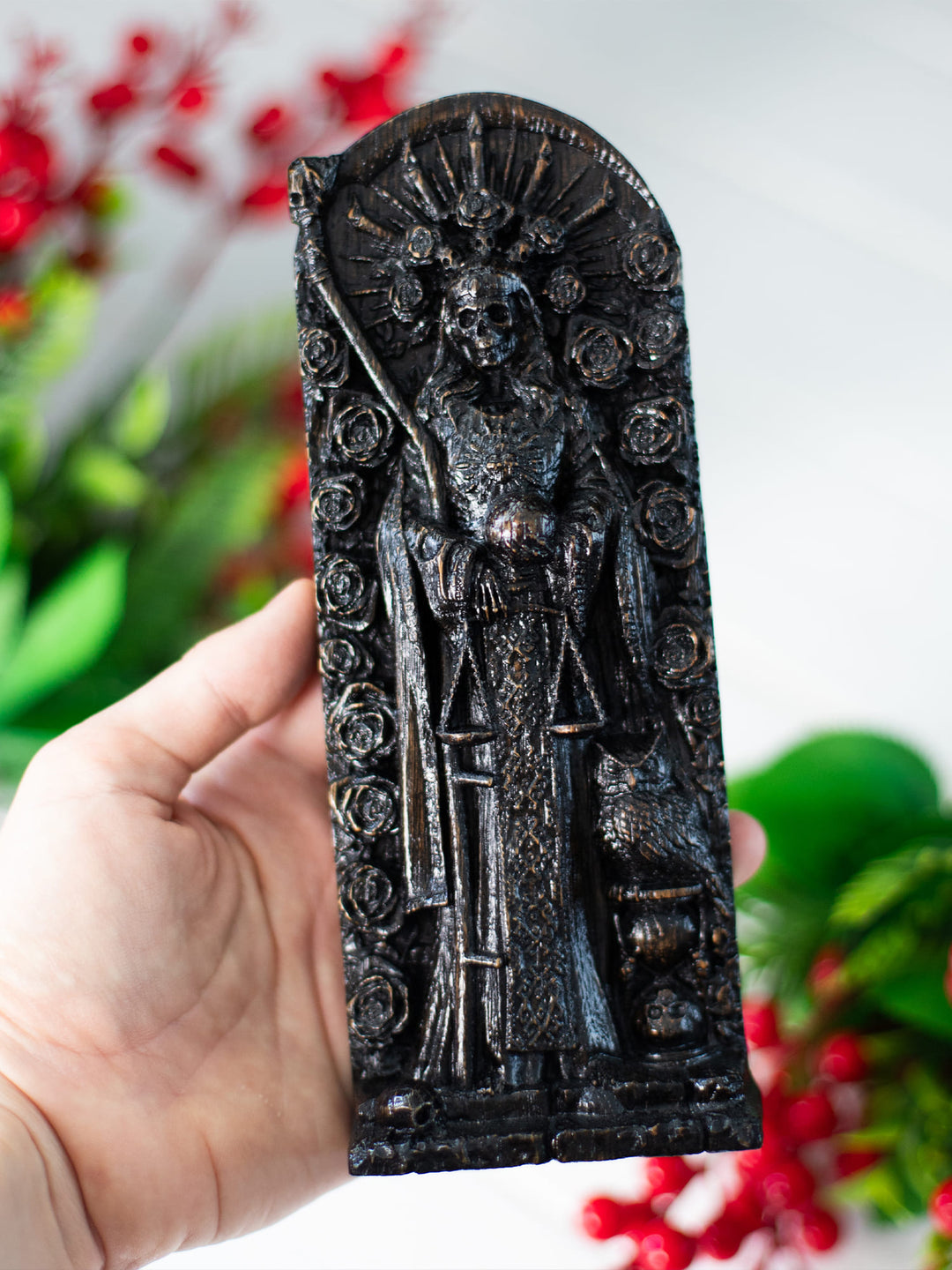 Santa Muerte Goddess - Holy Death with Scythe and Scales