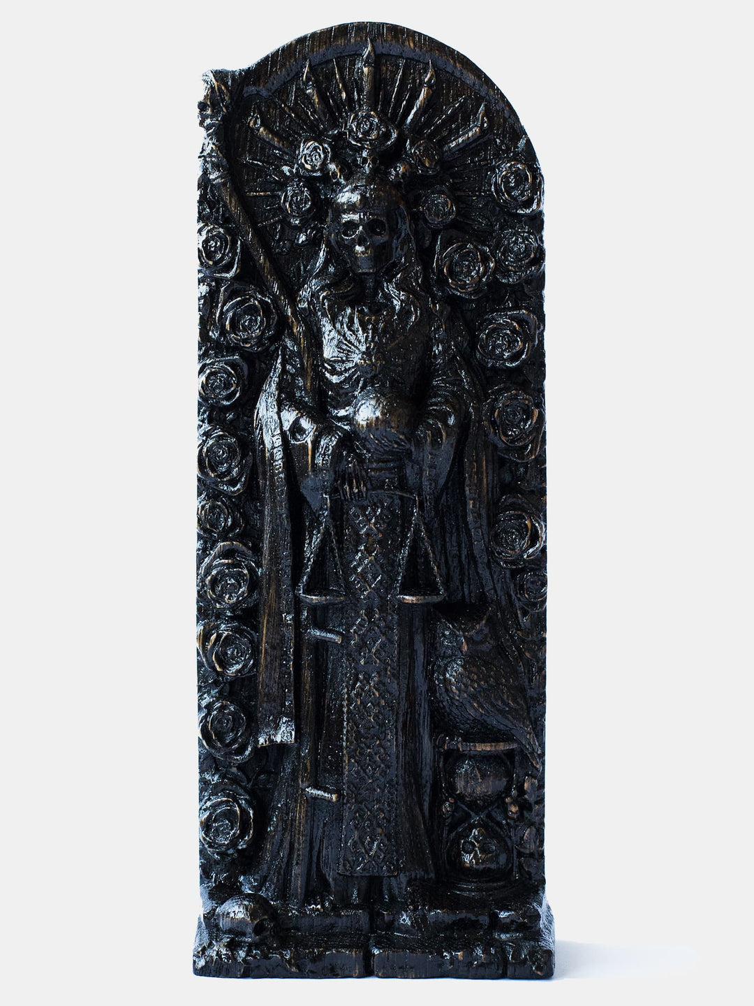 VILLAGE GIFT IMPORTERS 13" Nuestra Señora De La Santa Muerte Statue | Our Lady Of A Holy Death | Unique Mexican Folk-Catholic Saint | Robed Skeleton With Wings Holding A Scyth