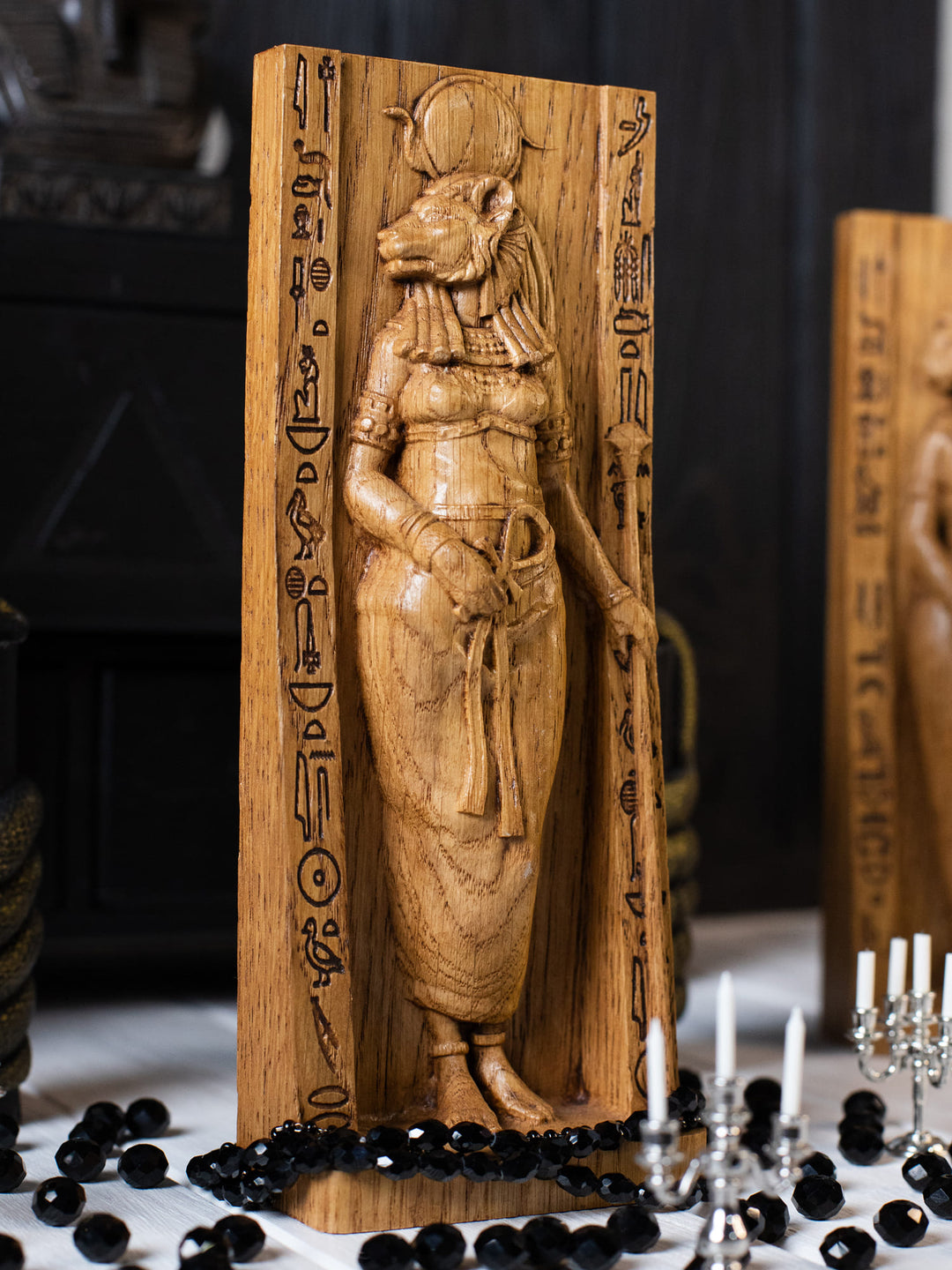 Sekhmet, Egyptian Goddess of healing | Wooden statue