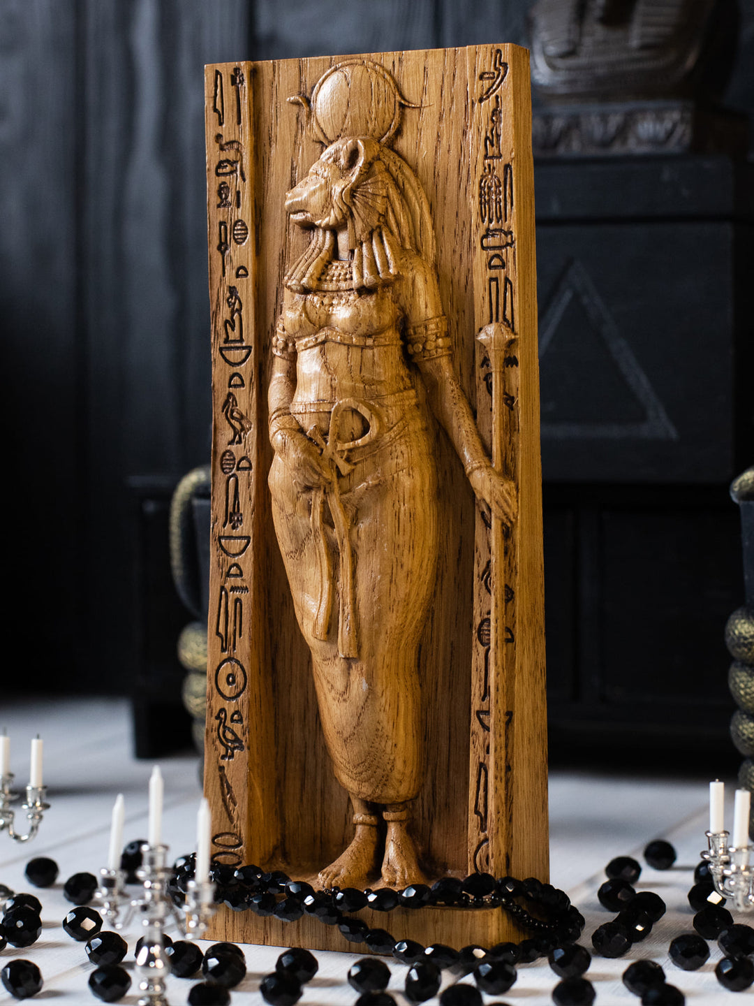 Sekhmet, Egyptian Goddess of healing | Wooden statue
