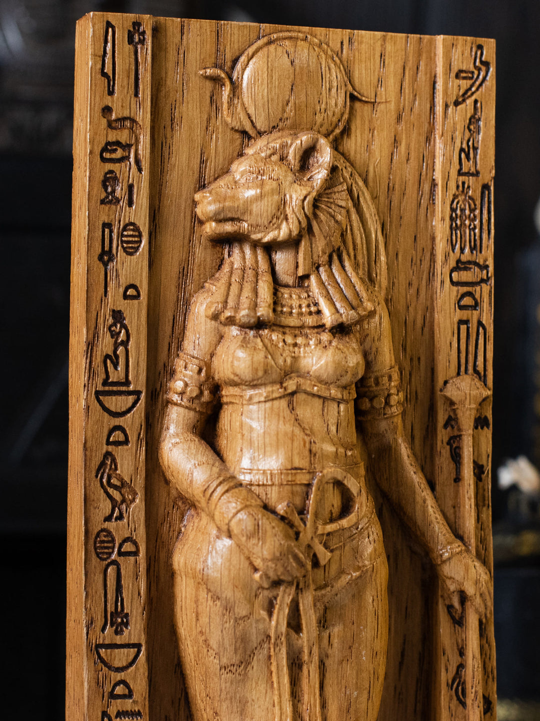 Sekhmet, Egyptian Goddess of healing | Wooden statue