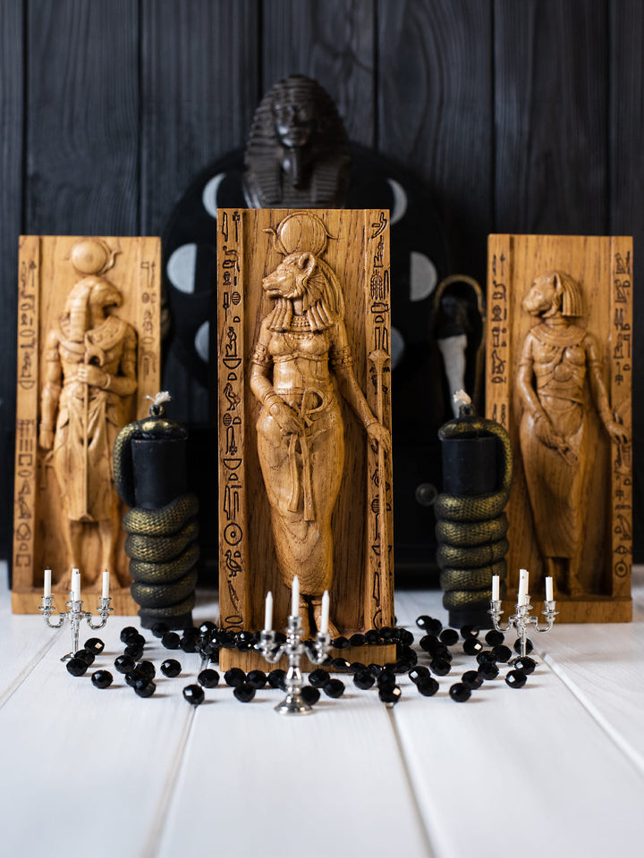 Sekhmet, Egyptian Goddess of healing | Wooden statue