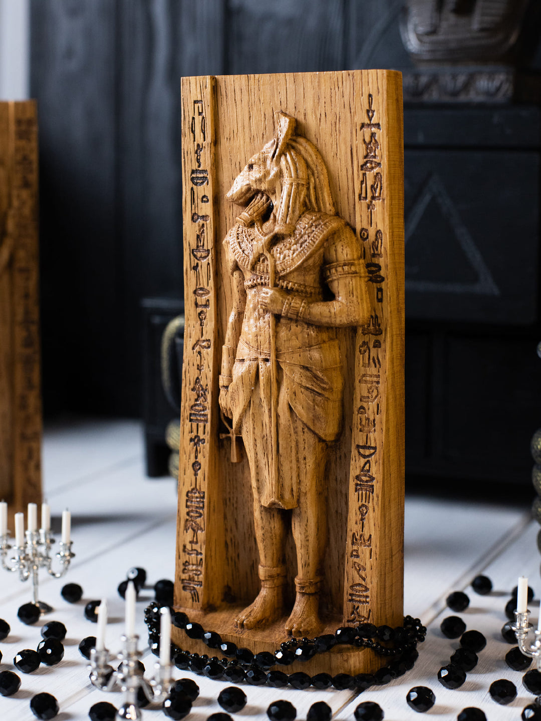 Egyptian God Seth, Wooden statue, for home Altar