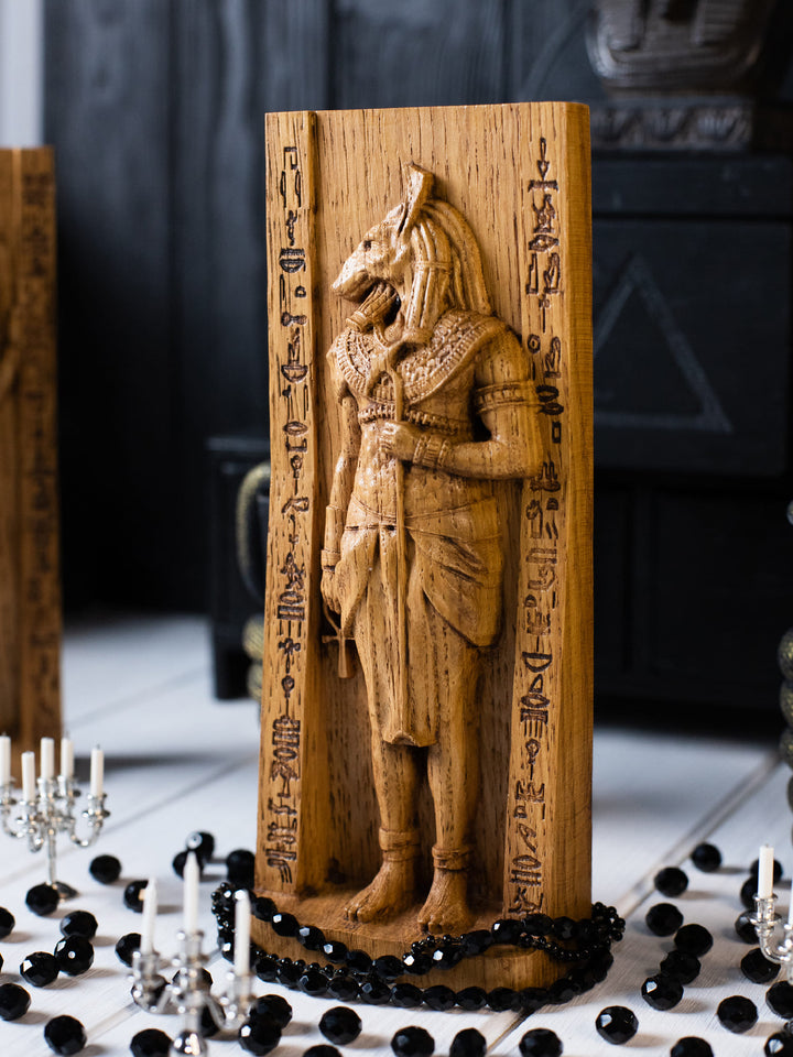Egyptian God Seth, Wooden statue, for home Altar