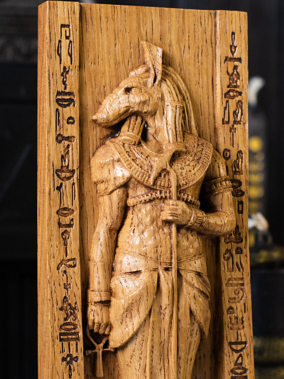 Egyptian God Seth, Wooden statue, for home Altar