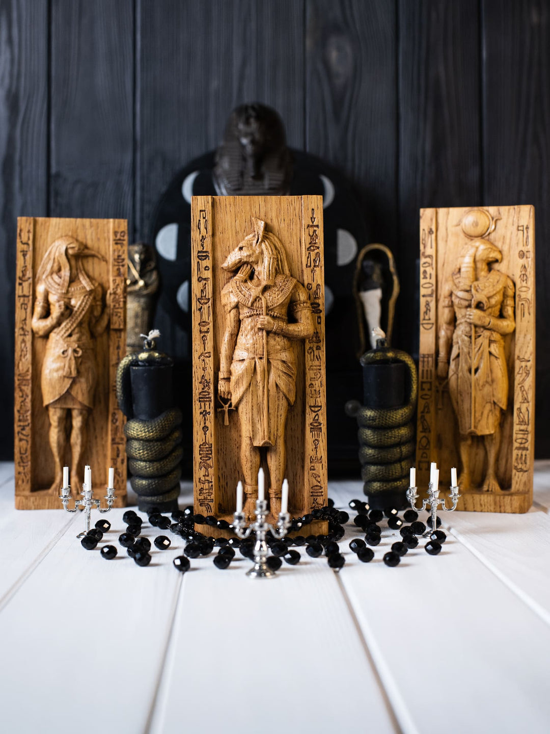 Egyptian God Seth, Wooden statue, for home Altar