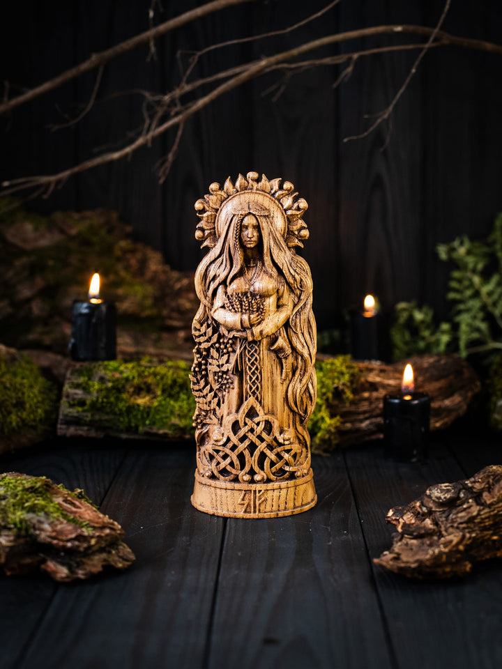Sif Statuette - Norse Goddess with Flowing Hair and Sun