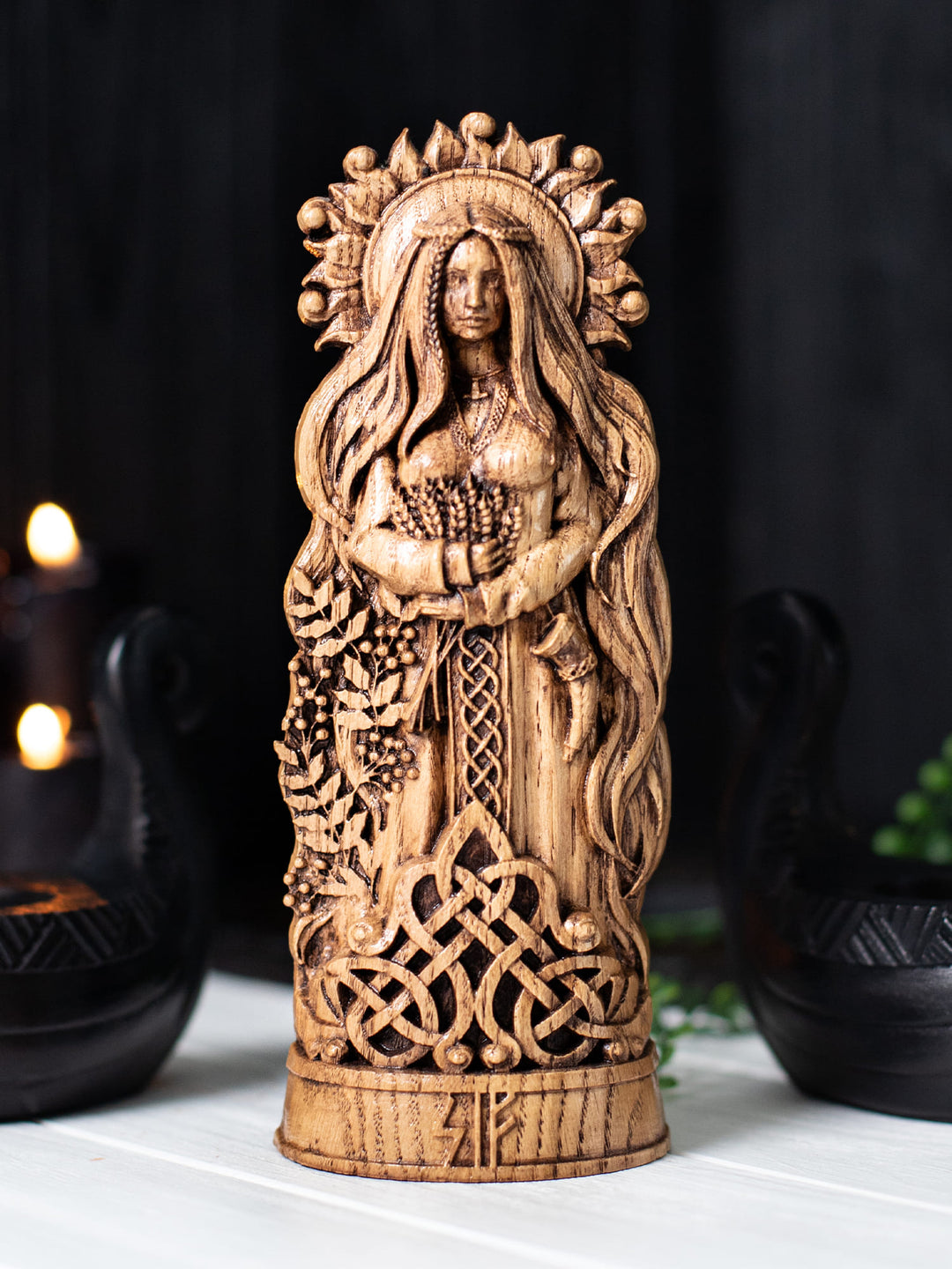 Sif Statuette - Norse Goddess with Flowing Hair and Sun