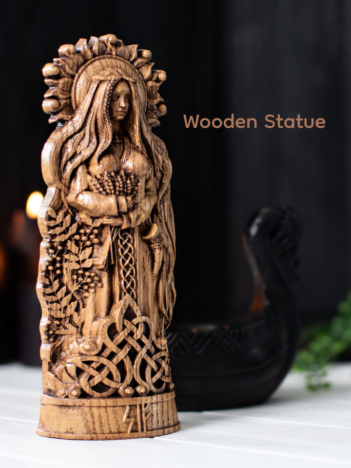 Sif Statuette - Norse Goddess with Flowing Hair and Sun