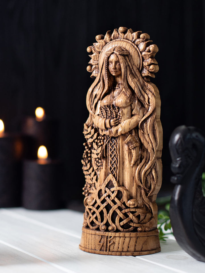 Sif Statuette - Norse Goddess with Flowing Hair and Sun