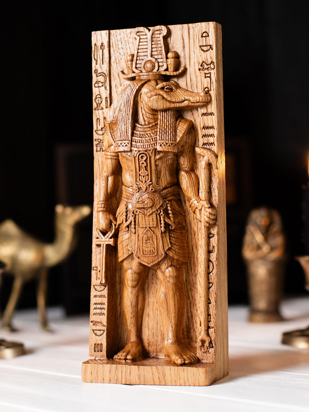 Sobek statue, lizardman | Egyptian crocodile god figure