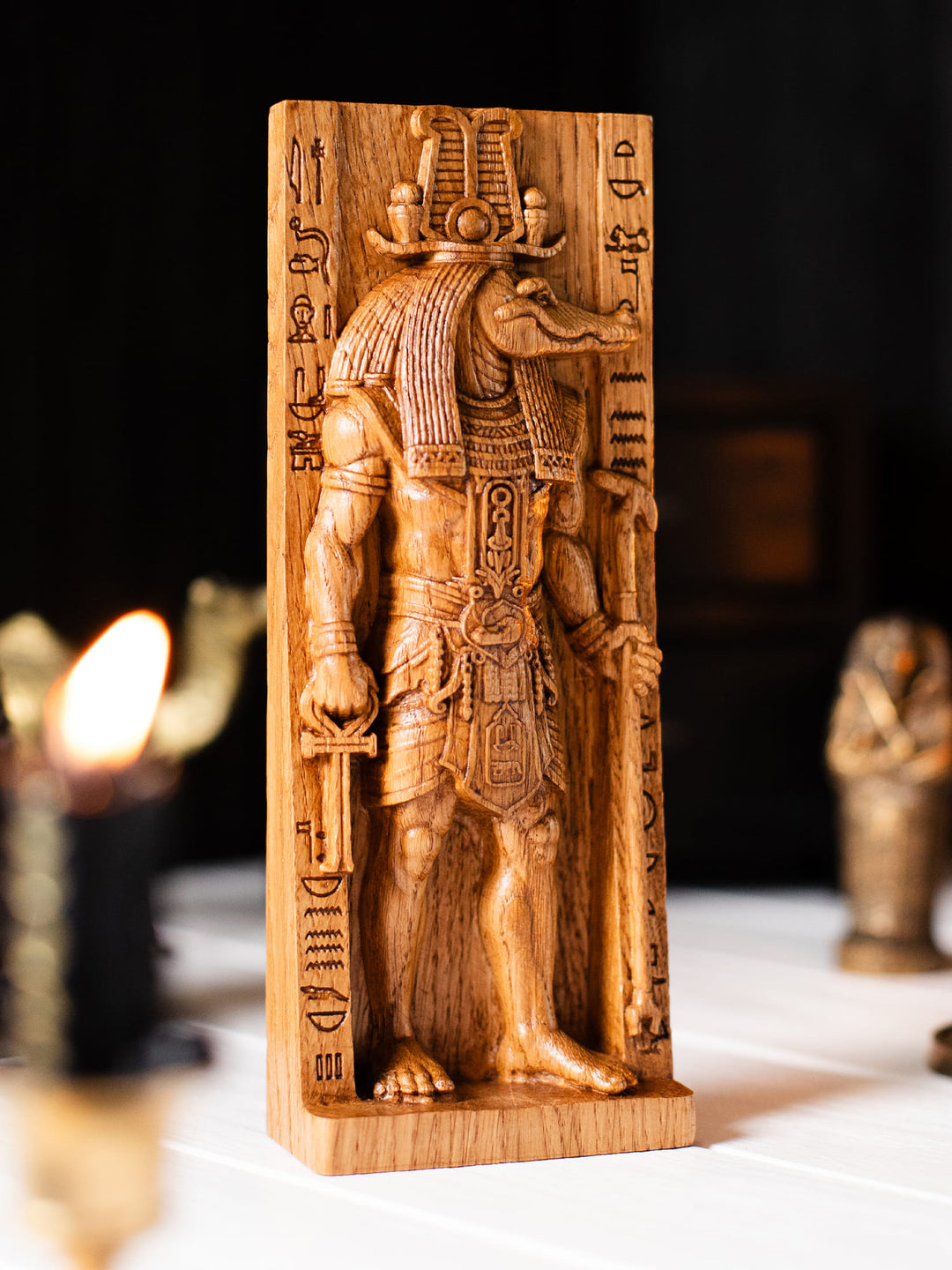 Sobek statue, lizardman | Egyptian crocodile god figure