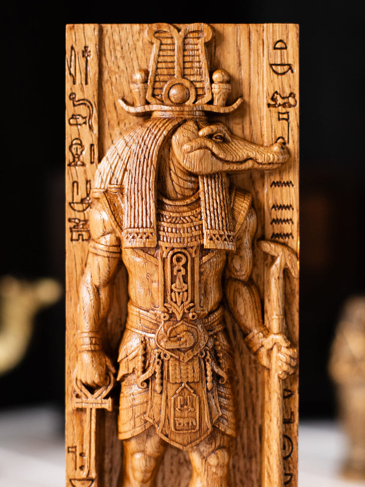 Sobek statue, lizardman | Egyptian crocodile god figure