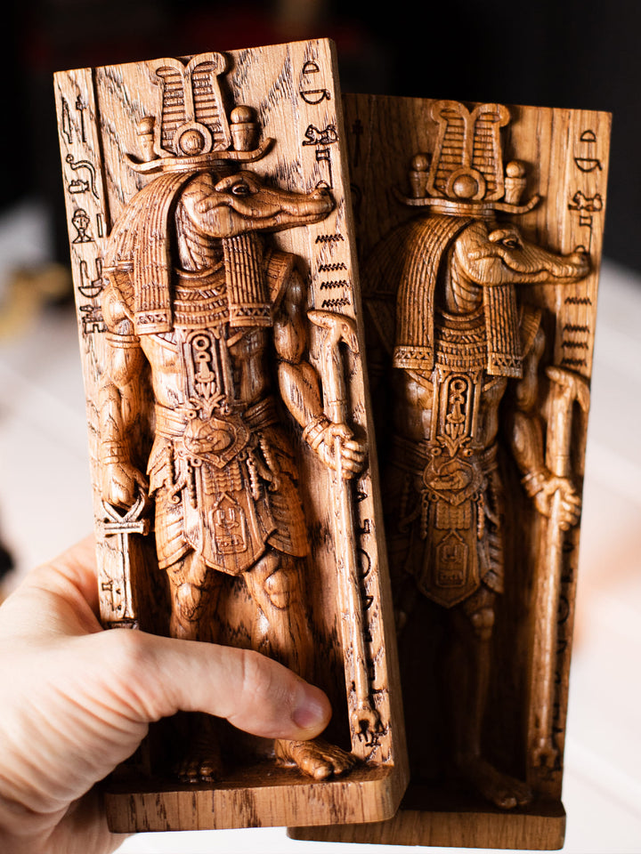 Sobek statue, lizardman | Egyptian crocodile god figure