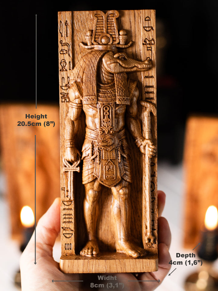 Sobek statue, lizardman | Egyptian crocodile god figure
