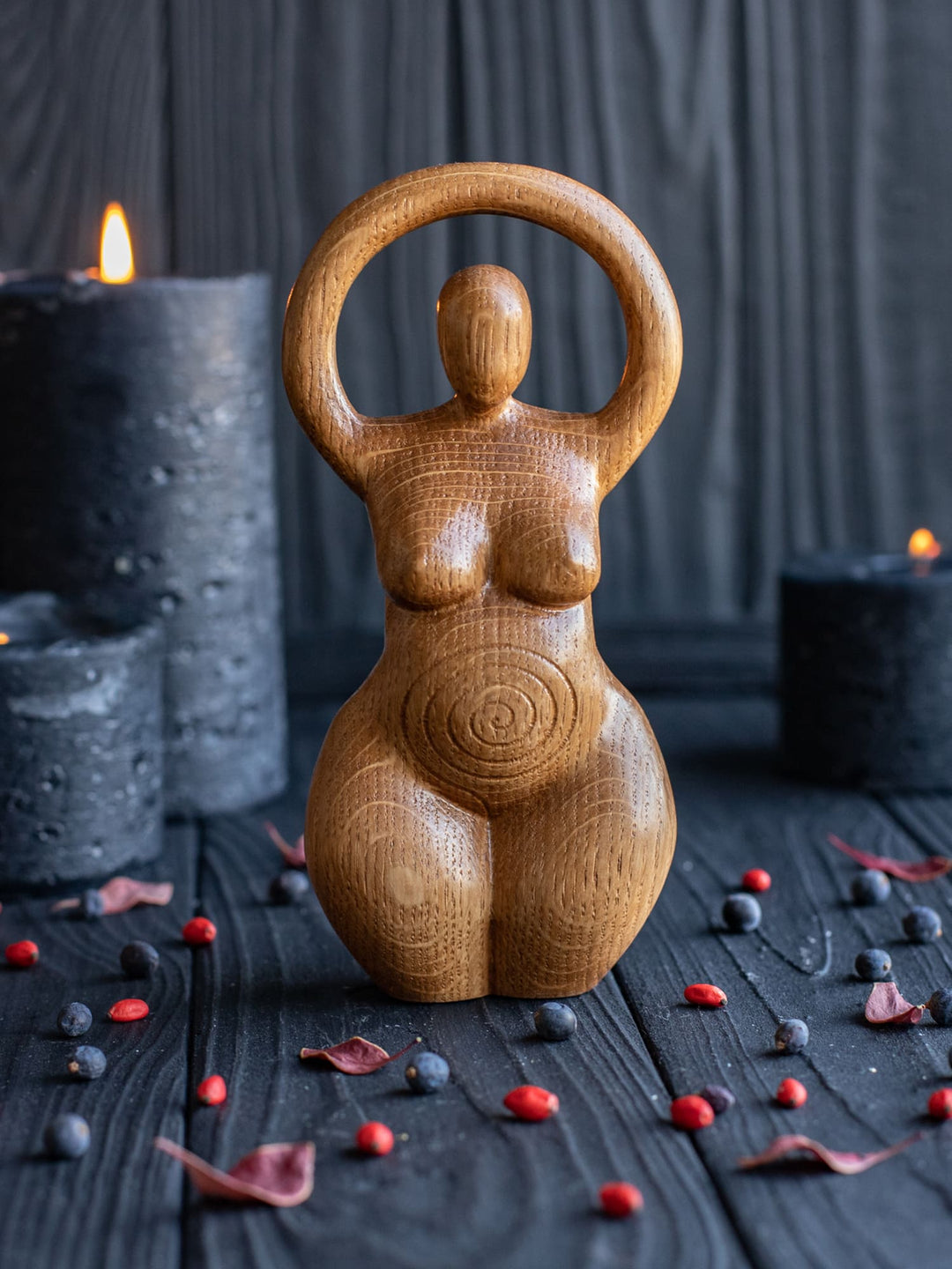 Spiral Goddess Wooden Figurine: Minimalist Elegance