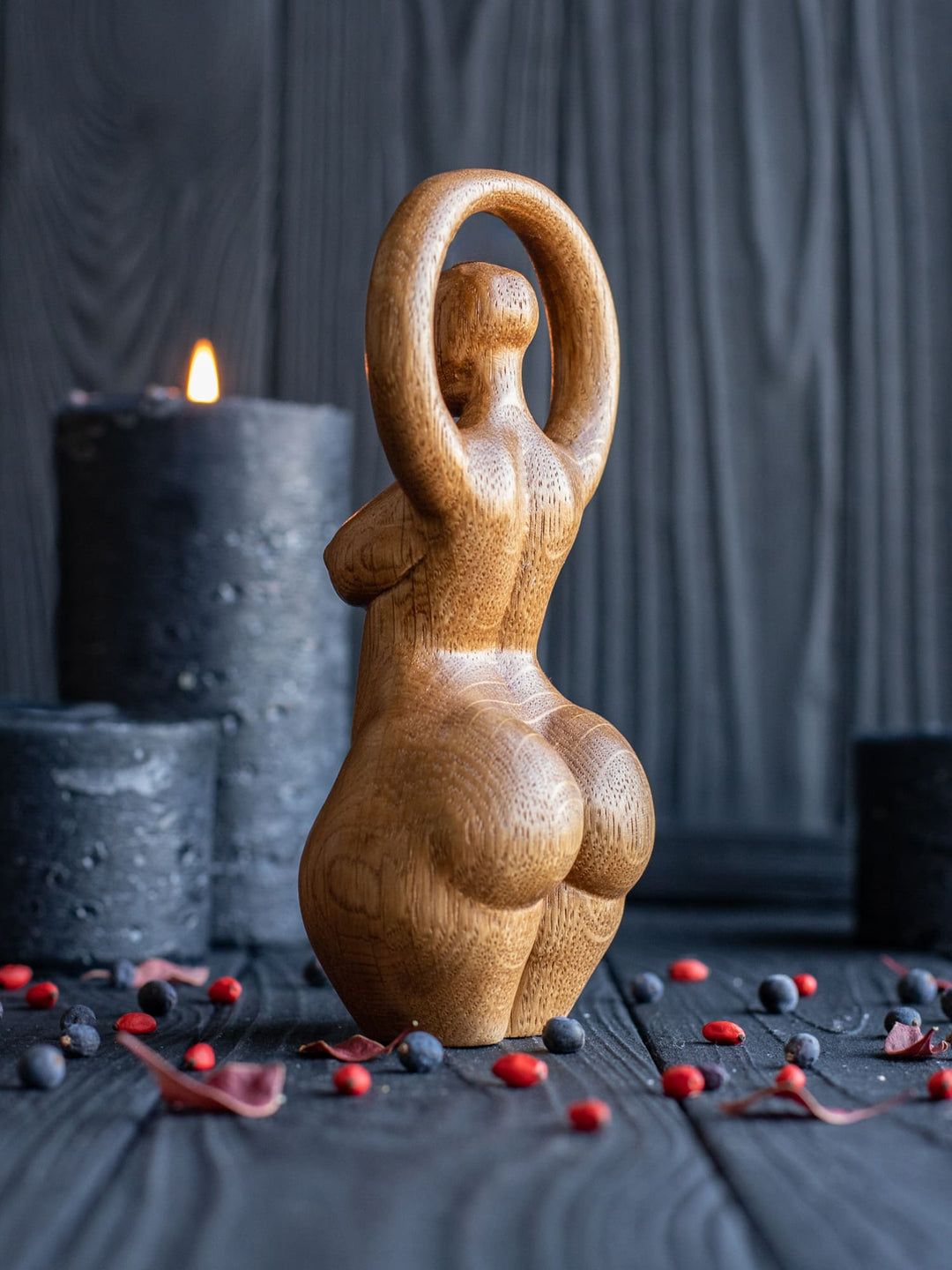 Spiral Goddess Wooden Figurine: Minimalist Elegance