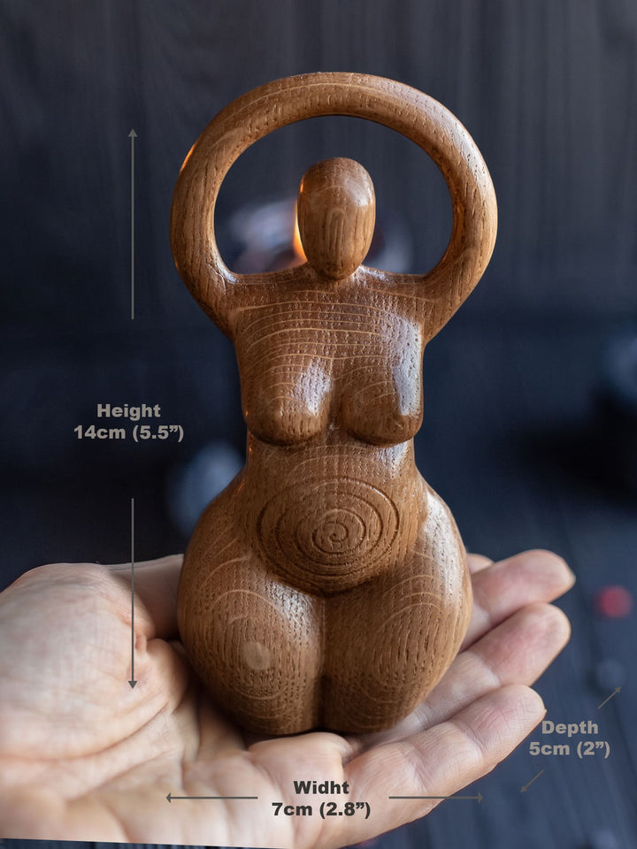 Spiral Goddess Wooden Figurine: Minimalist Elegance