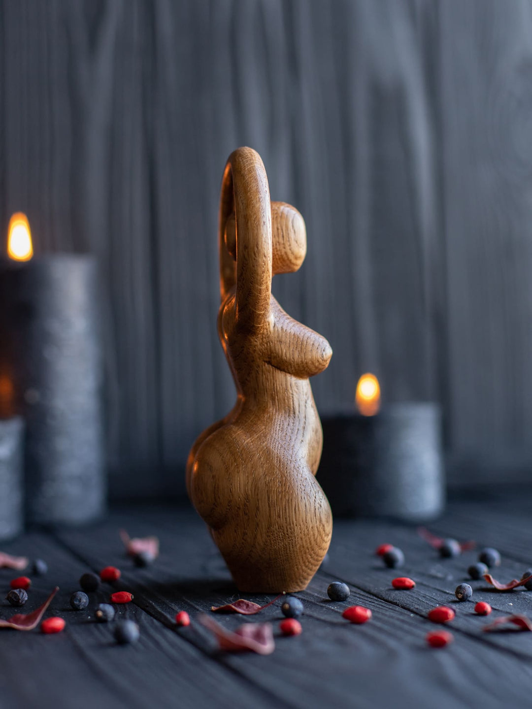 Sun Goddess Wooden Figurine: Minimalist Radiance