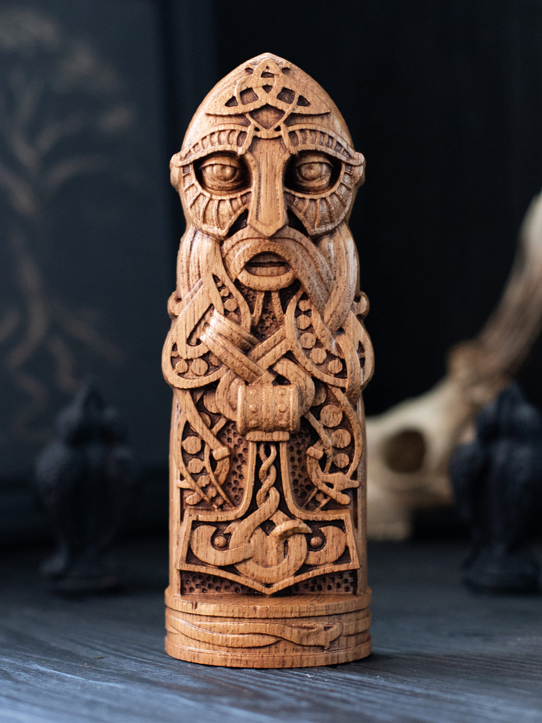 Thor, Norse God, Wooden statue, for Pagan Altar kit