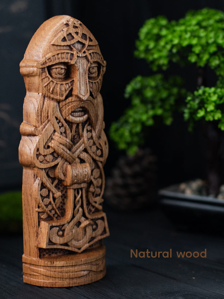 Thor, Norse God, Wooden statue, for Pagan Altar kit