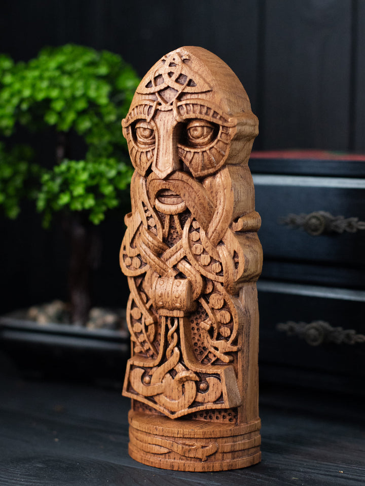 Thor, Norse God, Wooden statue, for Pagan Altar kit