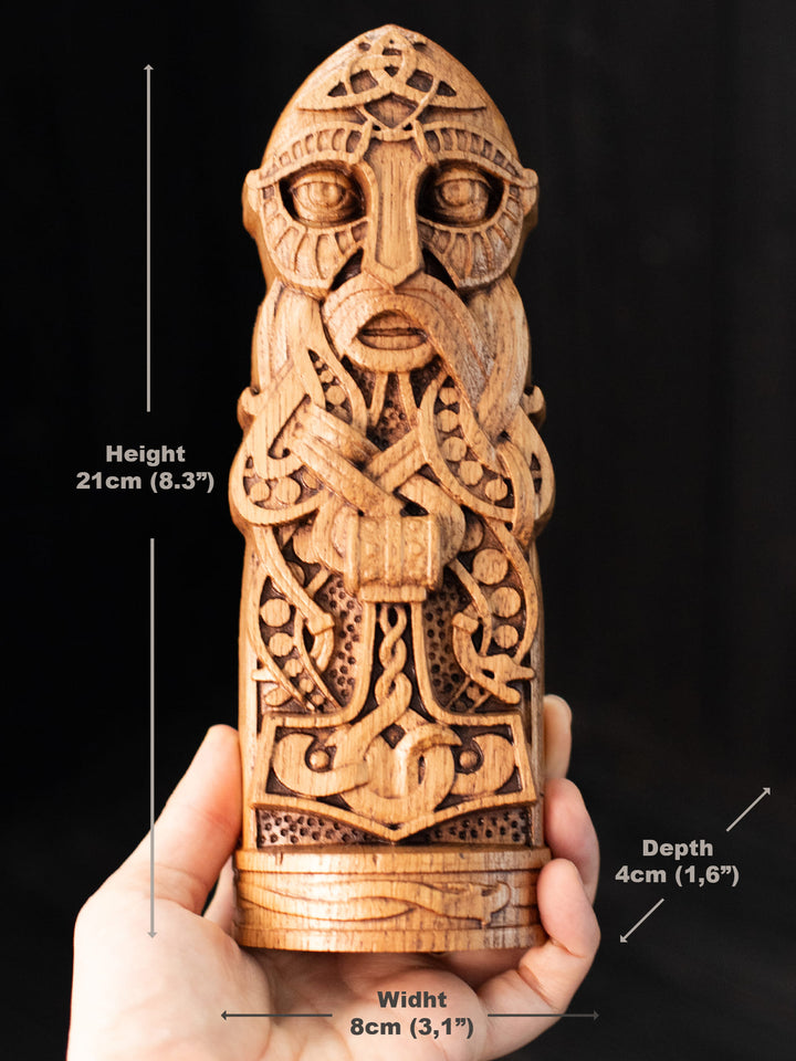 Thor, Norse God, Wooden statue, for Pagan Altar kit