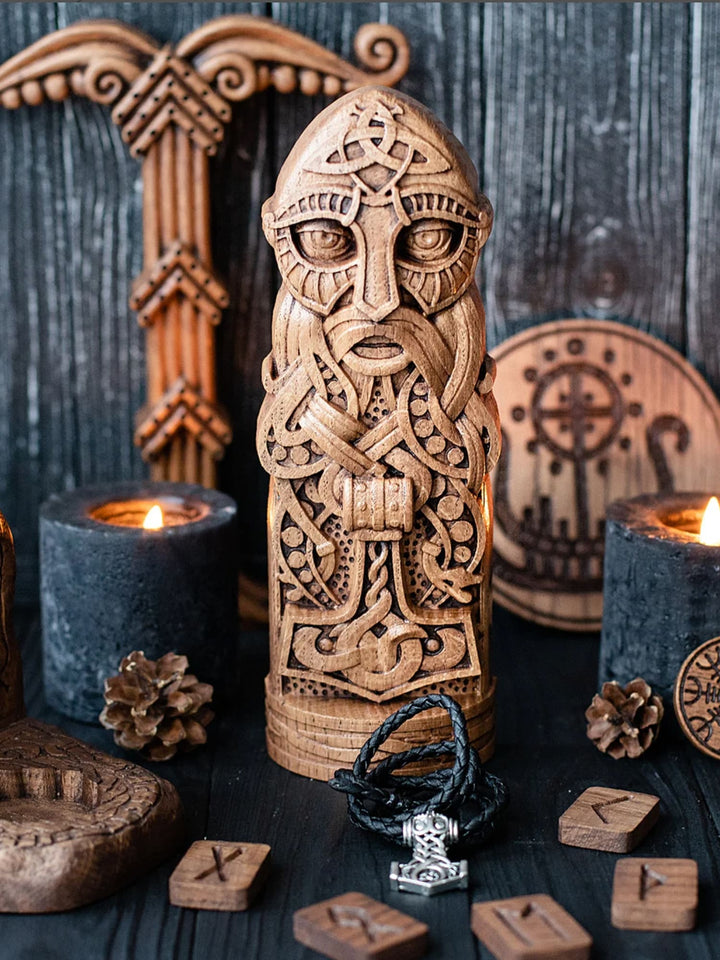 Thor, Norse God, Wooden statue, for Pagan Altar kit