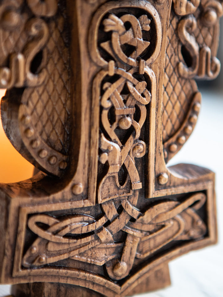 Thor Wooden Bust: Norse Thunder God
